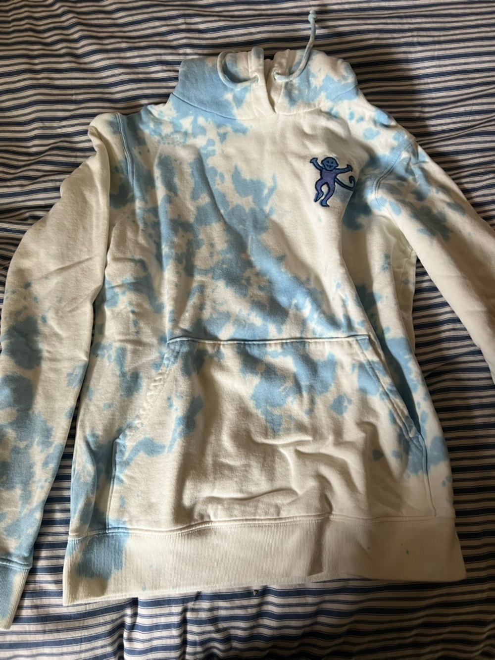 Roller Rabbit Light Blue Tie-Dye Hoodie with Monkey Patch XS